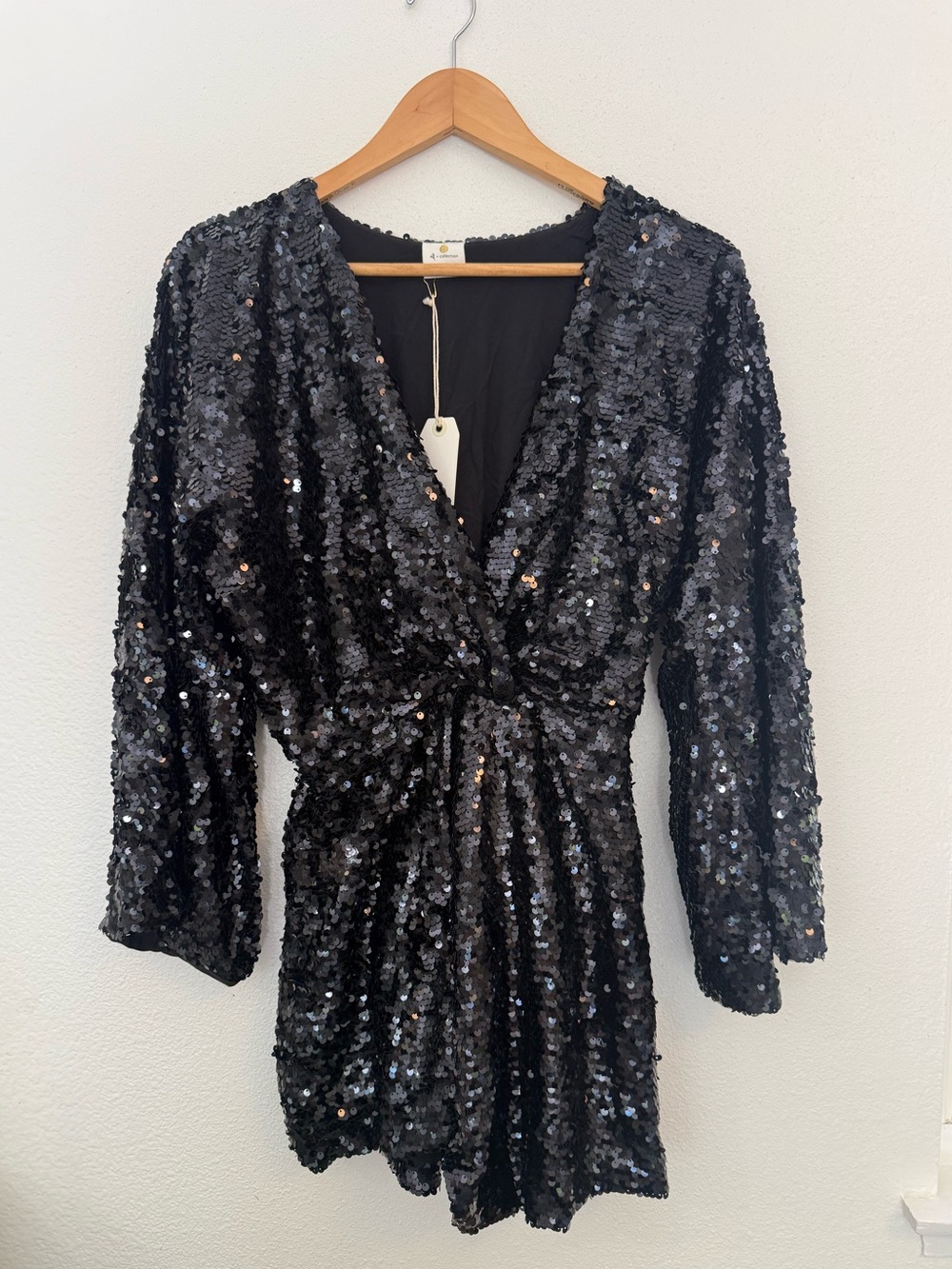By Together Black Sequin Mini Dress Black & White